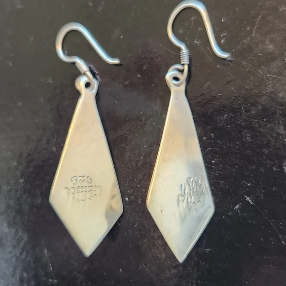 Vintage Mexico Sterling Silver Pyramid Dangle Earrings - Picture 4 of 7